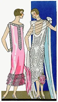 Corsage: Two ladies in dresses by Doucet and Beer