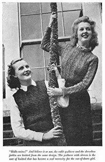 Homemade: Ladies knitted cable pullover and jerkin, circa 1941