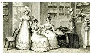 Shelf: Ladies reading books in a library
