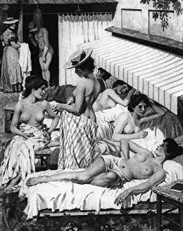 Cloths: Ladies sunbath, around 1900