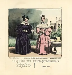 Flattery: Two ladies talking in a garden