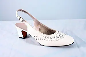 Strappy: Ladies white punched slingback sandals