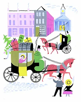 Esme: Lady arriving for Christmas in a carriage
