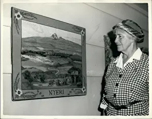 Stitches: Lady Baden Powell with tapestry panel of Nyeri