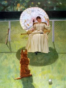 Throws: LADY AND BEGGING DOG