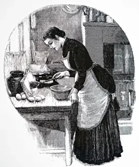 Ingredients: Lady beginning to make a cake or a pudding