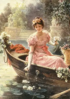 Lilies: Lady in a boat with flowers
