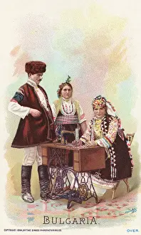 Treddle: Lady from Bulgaria using a Singer Sewing Machine