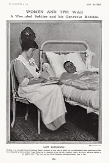Highclere: Lady Carnarvon & wounded soldier, WW1