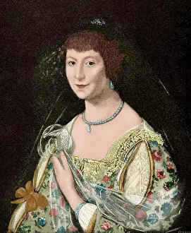 Jansz: Lady Castlehaven. Engraving. Colored