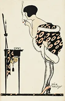 Delicately: Lady checks her appearance in a dressing table mirror