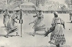 Lady Cricketers in action