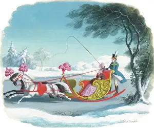 Gough: Lady and gentleman in a horse-drawn sledge