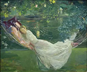 Hammock: Lady in a Hammock ' asleep by a lake