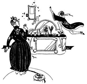 Hurdling: Lady hurdles over the chiffonier