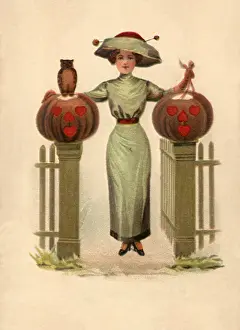 Haloween: Lady and Jack o Lanterns