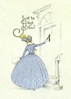 Knocking: Lady knocking at a front door