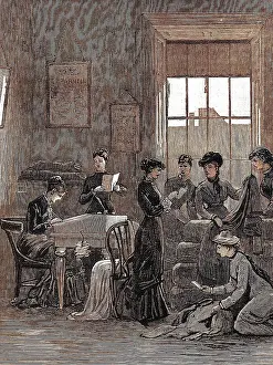 Leaguers: The Lady Land Leaguers at work, 1881