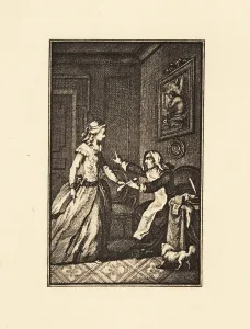 Curiosa: A lady and a nun arguing over a dildo in a parlour