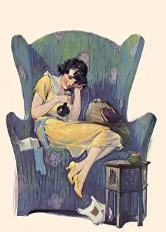 Thayer: Lady on Phone in Chair