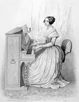 Pianos: Lady at Piano - 1847