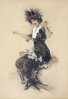 Glint: Lady playing with a long string of pearls