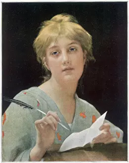 Pauses: LADY WITH QUILL PEN