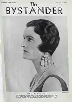 Intelligent: Lady Ravensdale, formal studio portrait, pearl earrings