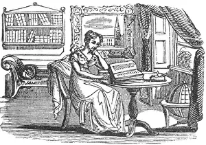 Apr17: Lady reading in a room, c. 1800