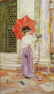 Woodlock: Lady with a Red Parasol outside St Mark's