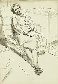 Draftsmanship: Lady resting in a low chair