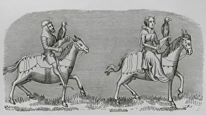 Lacroix: Lady setting out hunting. Engraving after a miniature