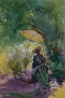 Sketching: A Lady Sketching in a Glade