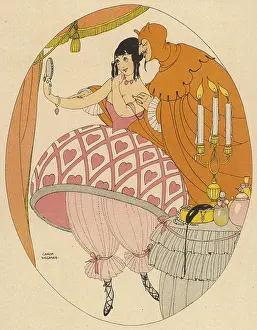 Tempting: Lady tempted by a demon on devil