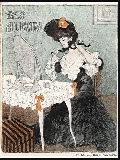 Tying: LADY TYING ON HAT 1904