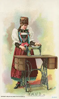 Vaud: Lady from Vaud, Switzerland - Singer Sewing Machine