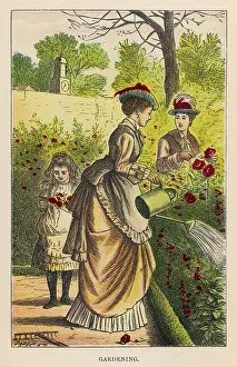 LADY WATERS THE ROSES