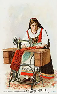 Sews: Lady from Wurtemburg using a Singer Sewing Machine