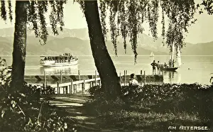 Voglmayr: At the Lake Attersee. Steamer and sailboat at a