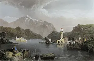 Decoratifs: Lake Como (19th c.). English print. Etching