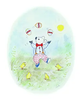 Juggling: Lamb juggling Easter eggs