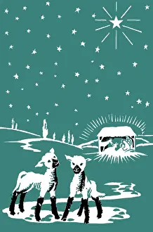 Rees: Two Lambs in front of the Holy Stable