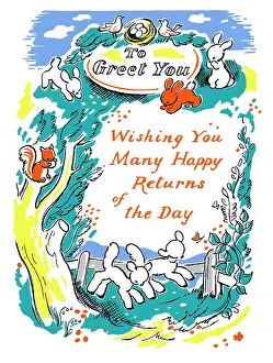 Wishing: Lambs, Rabbits, Squirrel & Birds with Nest