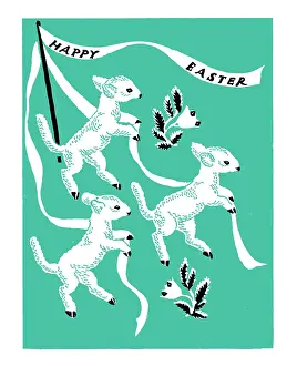 Streamer: Three Lambs ??streamers and Happy Easter