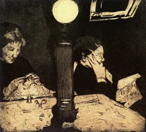 Cassatt: Under the Lamp, by Cassatt
