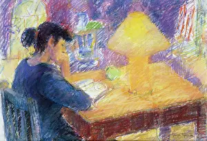 Gwen: Lamplight ' woman reading a book