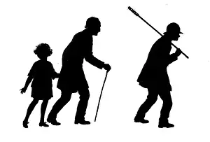 Lamplighters: The Lamplighter and an old man and young girl