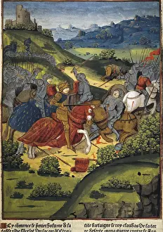 Chivalresque: Lancelot in a battle. Illustration of Lancelot