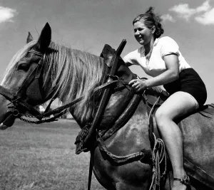 Warehouses: Landdienst camp leader on horseback