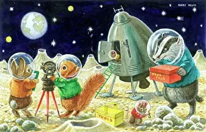 Racey: Landing on the Moon - badger, rabbit etc